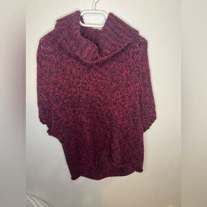 Mac & Jac Sweater Womens Large Red Black Marled Wool Blend Chunky Fashion Trend